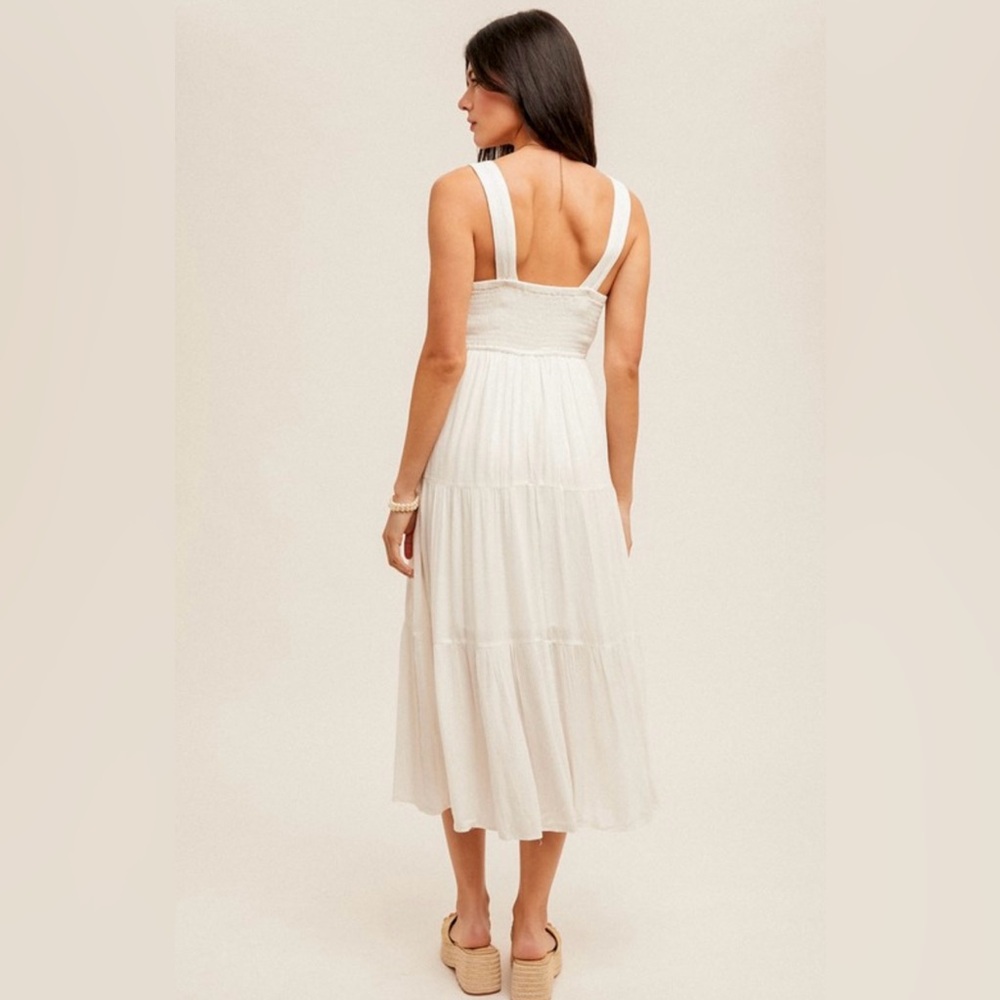 #75 Embroidered Detail Tiered Midi Dress - Picture 4 of 4